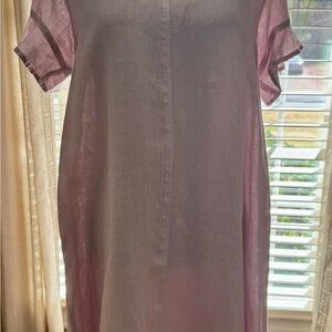 WILT 100% Linen Dust Pink Short Sleeve Dress